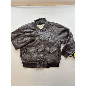 Vintage American Born Type A-2 Flight Jacket Brown Leather Bomber Coat Mens XL